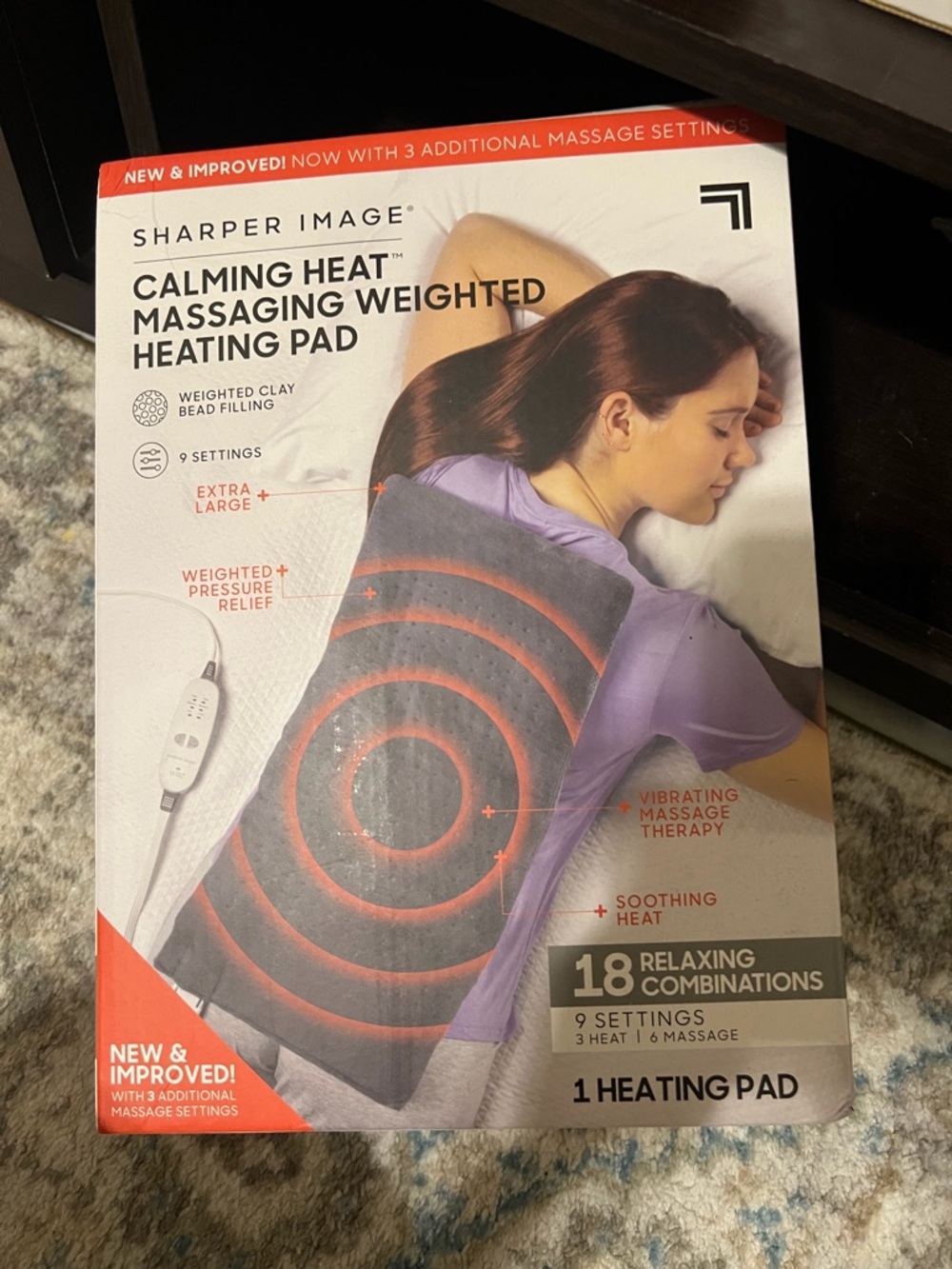 Calming heating pad for back